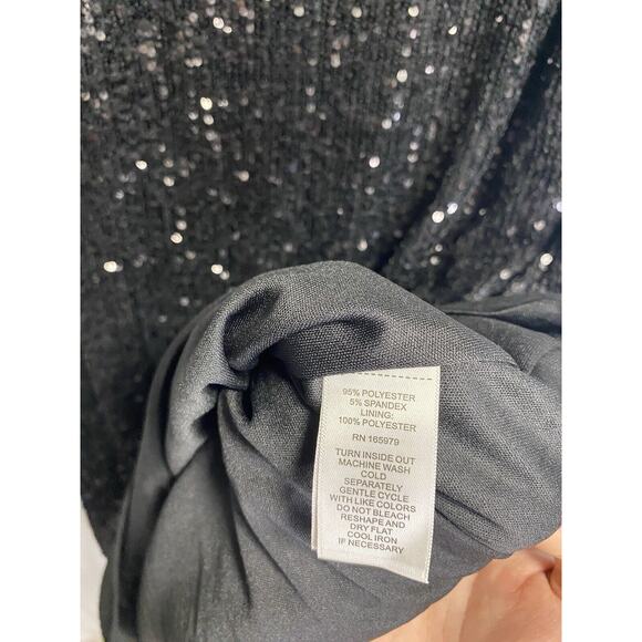 New Cable And Gauge Women’s Sequined Mini Sheath Dress Black Stretch Size Small - Picture 4 of 4